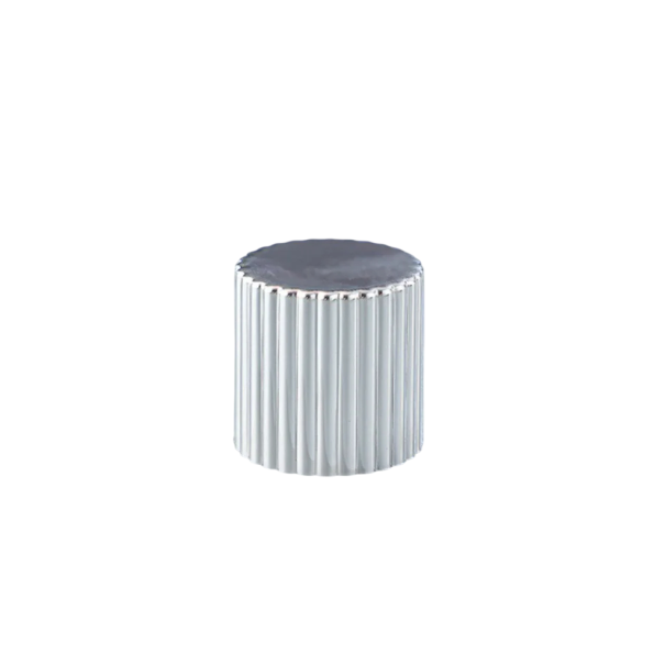 Parfymlock kompatibelt med hals 15 mm ruggad cylindrisk form plastutförande lock för parfymflaska för skydd silver