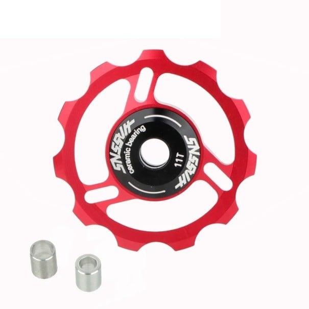 11T Versnellingswiel voor Fiets Aluminium Legering Keramische Lager Achterderailleur MTB Wegfiets rood