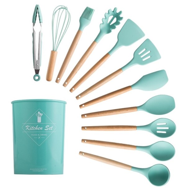 12-Piece Kitchen Utensil Set with Stand turquoise