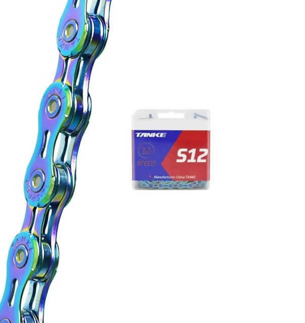 12 rýchlostný reťaz na bicykel TANKE S12-EL 1/2" x 11/128" 126 článkov polodutý s rýchlospojkou MTB cestný viacfarebná