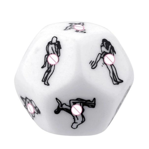 12-sidig spelkub med 12 olika bilder av sexuella positioner och spel för en rolig krydda av intima stunder Diskret förpackning vit