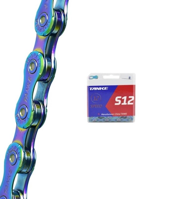 12 Ταχύτητες Αλυσίδα Ποδηλάτου TANKE S12 1/2" x 11/128" 126 Κόμβοι Ασημί με Γρήγορη Σύνδεση MTB Δρόμου πολύχρωμο
