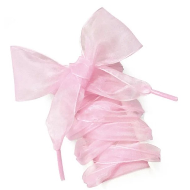120 cm Nylon Shoelaces Flat Ribbon with Satin Shine Decorative Fashion Laces for Trainers, Ballerinas and Smart Shoes pink
