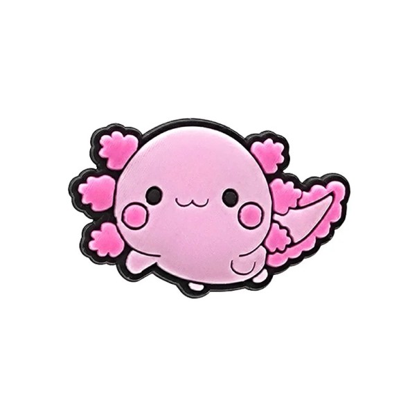 Ozdoba på crocs axolotl 2–3 cm PVC rosa dekoration till crocs skor söt vattenmotiv lätt att sätta på för barn och vuxna 1