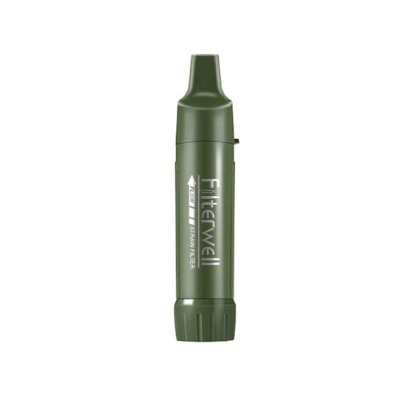 Mini Portable Water Filter 4000 L Capacity 14×3 cm ABS Food-Grade Plastic Green for Camping Survival and Outdoor Use 1