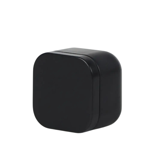 Presentask för småsaker med lock 5,5×4,3×5,5 cm metallförvaringslåda kompakt ask för smycken och små föremål svart