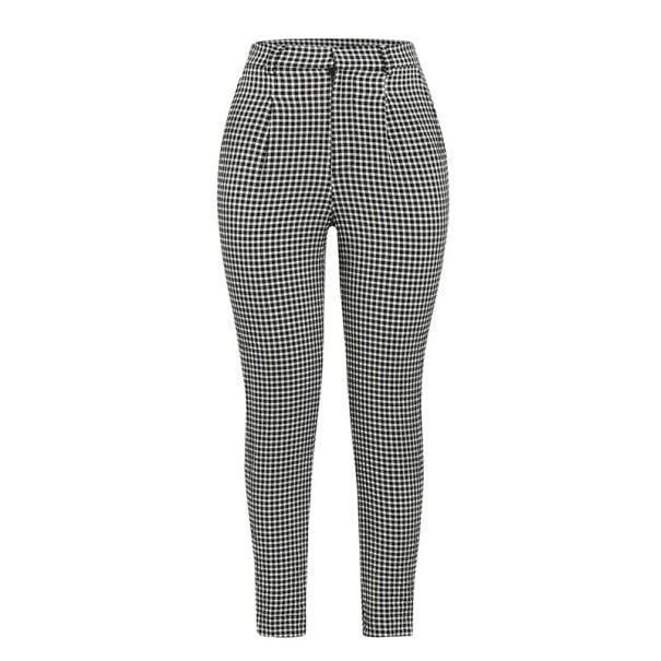 Pantalons à carreaux pour femmes A231 noir XS
