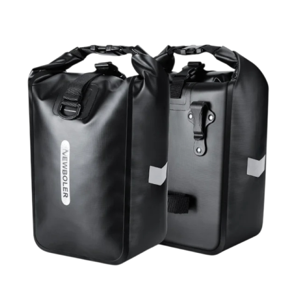 NEWBOLER Sada 2 ks voděodolných cyklistických brašen na vidlici nebo zadní nosič 10 l rozměry 18,5 x 12,5 x 35 cm s rychloupínáním černá