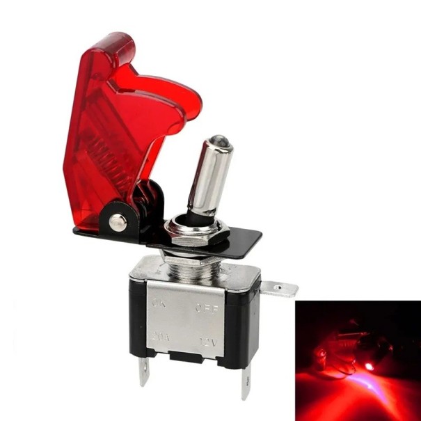 Paddelströmbrytare SPST med skyddskåpa 12 V DC 20 A LED-belysning Plast och metall För bil offroad och båt styrning av ljus och tillbehör röd