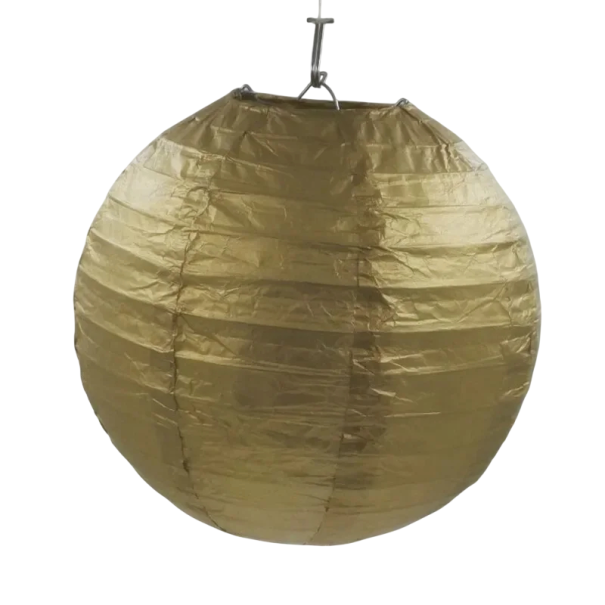 Pappersrund lampa hängande dekoration 35 cm av papper med trådkonstruktion för födelsedagsfester bröllop och partydekoration inomhus guld