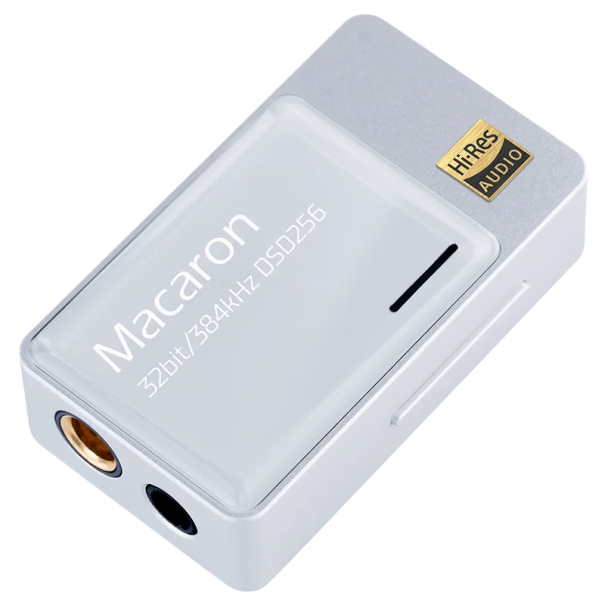 HiFi přenosný USB DAC a sluchátkový zesilovač výstupy 4,4 mm a 3,5 mm nativní DSD 32 bit a 384 kHz 41,7 x 24 x 12,3 mm na cesty stříbrná