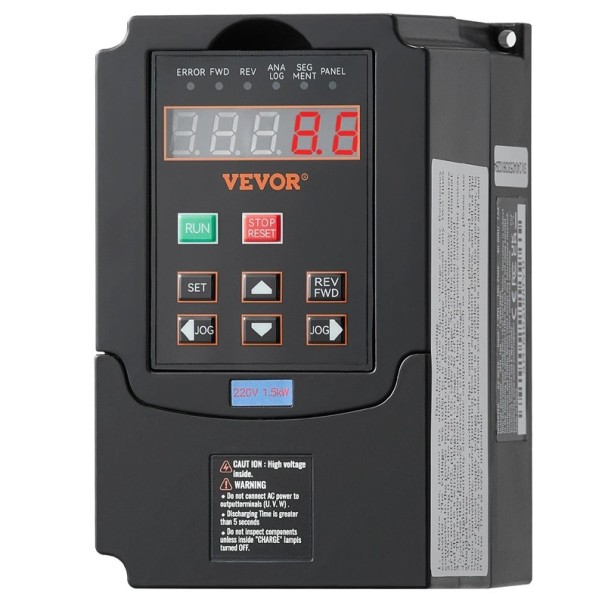 Frekvensomvandlare 1,5 kW 2 HP 7,5 A ingång enfas 220-240 V utgång trefas 220-240 V mjukstart svart för trefasmotor 1