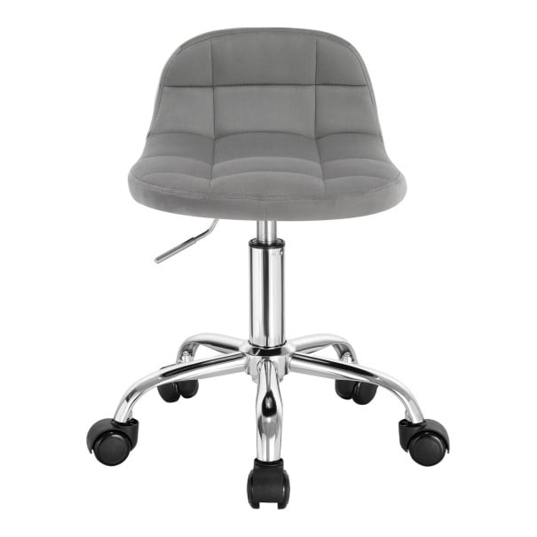 Kontorstol Drejelig på hjul Højdejusterbar 56,5-68 cm Fløjl med skum Metalbund Til kontor og kosmetisk salon grå