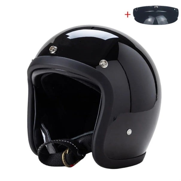 Protective Motorcycle Helmet with Glasses Open with Soft Padding Durable ABS Shell Unisex for Motorcycle Scooter Moped and Chopper black S