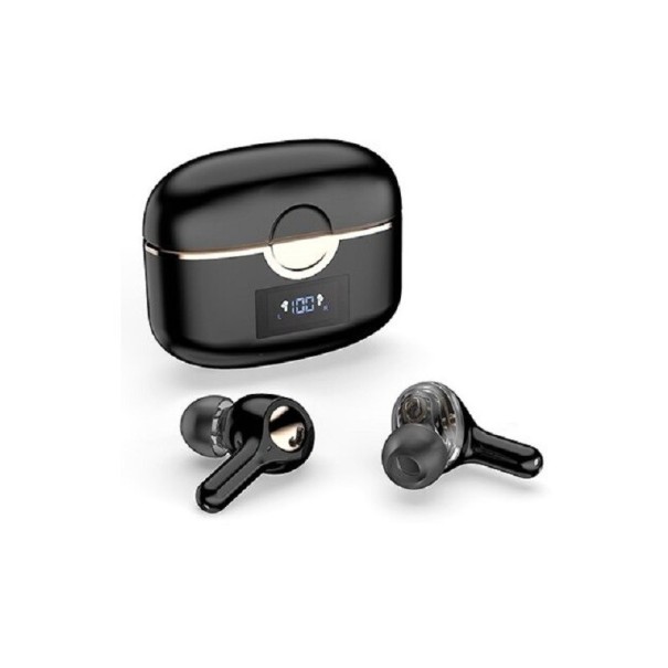 Trådlösa in-ear hörlurar med mikrofon för musik och samtal Bluetooth 5.1 Fodral med LED-display Batteritid 6 till 7 timmar Räckvidd 15 m Svart 1