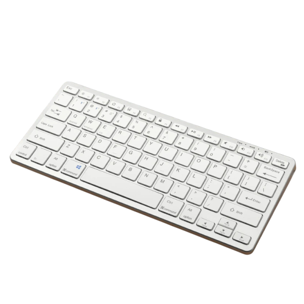 Bezprzewodowa klawiatura Bluetooth 5.0 kompaktowa z klawiszami multimedialnymi dla Androida, Windows, MAC i iOS do biura i do nauki biały