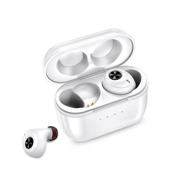 Trådlösa hörlurar med laddningsbox för musiklyssning Bluetooth 5.0 Hörsnäckor för hörselgång Känslighet 92 dB Impedans 32 Ω Vit 1