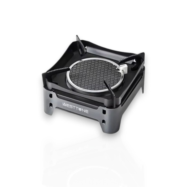 Infraröd gasolkök 14,5 x 14,5 x 10,5 cm Effekt 3600 W Med slangadapter och väska Fällbara stöd Grå För camping och vandring 1