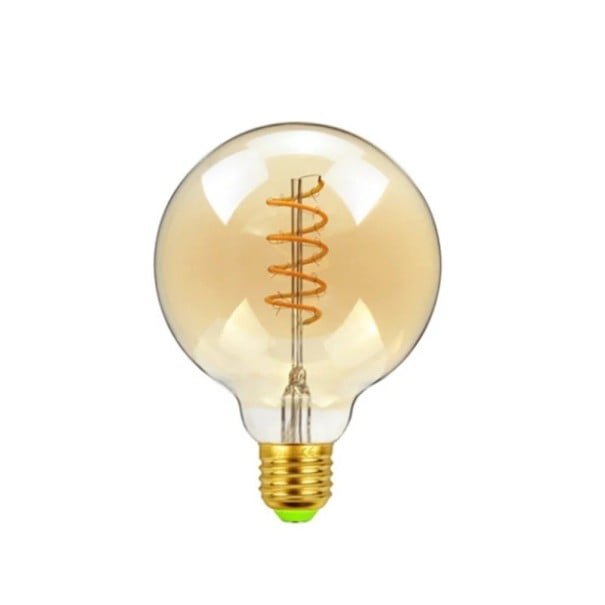 Λάμπα LED σφαιρική G95 με σπειροειδή νήμα Ρυθμιζόμενη 4 W 220 V 9,5 x 14 cm Κεχριμπαρένιο γυαλί και χρυσό σπείρωμα Ζεστό λευκό 2700 K Για το γραφείο 1