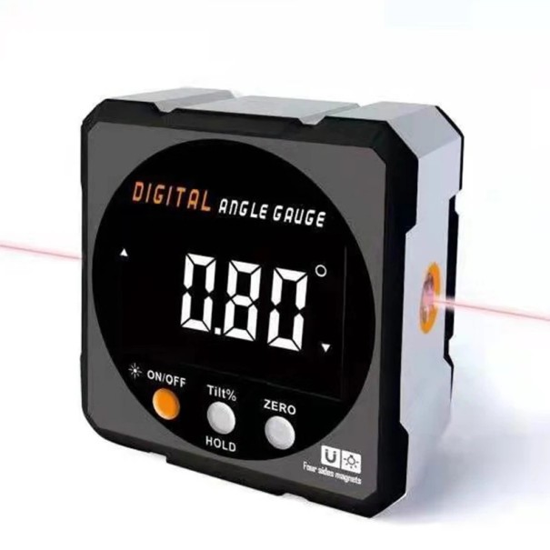 Nível digital a laser com dois lasers de linha e ímanes em quatro lados com medição absoluta e relativa e carregamento USB-C preto