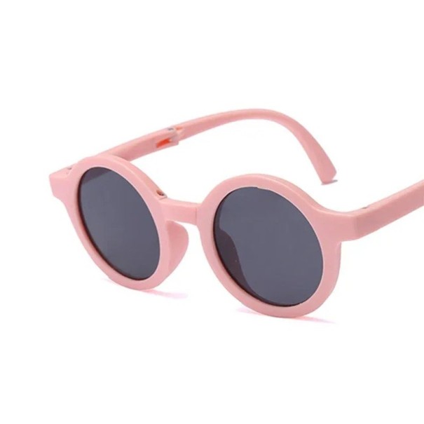 129 x 115 mm Runde faltbare Kinder-Sonnenbrille Für Mädchen und Jungen Leichte faltbare Konstruktion UV-Schutz Stylische Brille für Kinder rosa