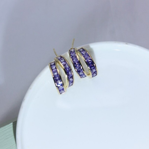 Bågeörhängen för kvinnor G1254 lila