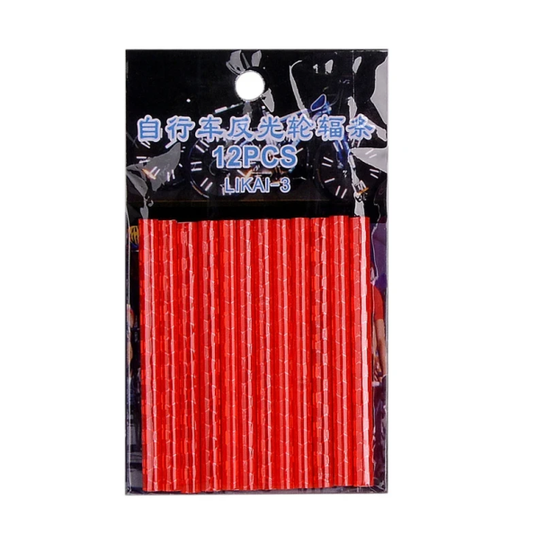 12er Set reflektierende selbstklebende Fahrradschläuche 70x5 mm Sicherheitselemente für Fahrradspeichen Mountainbike Nachtfahrt Sichtbarkeit rot