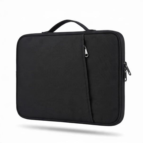 13 hüvelykes laptop táska füllel és elülső zsebbel 35 x 25,4 cm Párnázott nylon borítás cipzárral MacBook Air és Pro számára fekete