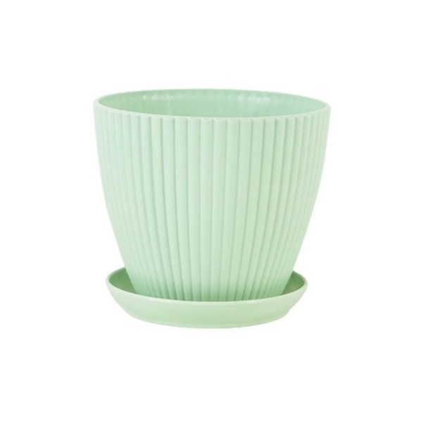 13 x 11 x 10 cm Ronde decoratieve bloempot met schotel Hars bloempot voor levende planten Buiten- en binnendecoratie Duurzaam materiaal lichtgroen