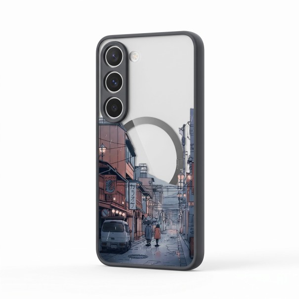 Fodral för Samsung Galaxy S26 Ultra Anime Town design Magnetisk laddning TPU och akryl Skyddande baksida för telefon För animefans 1