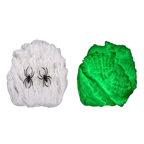 Halloweenspindel som lyser i mörkret 100 g Laddning med solljus Vit med grönt sken Dekoration för Halloween inomhus och utomhus 1