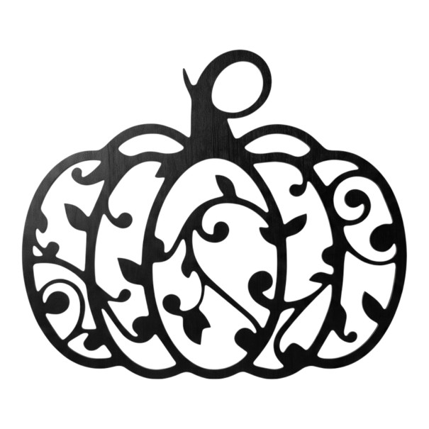 Halloweendekoration för dörrar Pumpa med ornament 30 x 28 cm Utskuren siluett Svart Dekorativ skylt Höstdekoration för ingång och hem 1