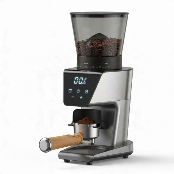 Automatisk kaffekvarn BioloMix 30 inställningar för malning Antistatisk Timer Genomskinlig bönbehållare Svart För espresso och americano 1