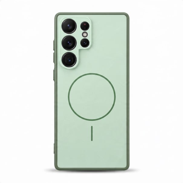 Skydd för Samsung Galaxy S25 FE med stöd för magnetisk laddning med skydd för kameran av polykarbonat och TPU Magnetiskt mobilskal grön