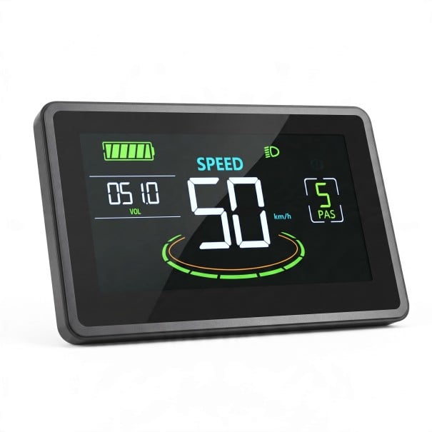 LED-display för cykel Hastighets- och avståndsmätare Batteristatus och 5 nivåer av PAS SM 5pin och 2pin kontakt Kontroller Svart För elcykel 1