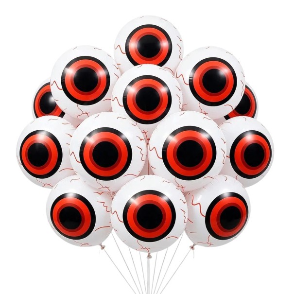 Halloweenska Uppblåsbara Ögonballonger 10 st Runda Ballonger Öga Med Röd Iris Och Ådror Vit Röd Och Svart För Halloweensk Fest 1