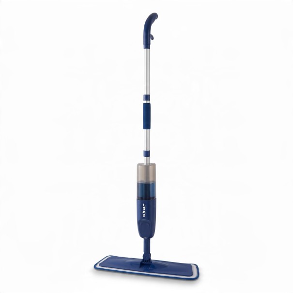 Mop avec pulvérisateur 500 ml Réservoir 3 Chiffons en microfibre Tige en aluminium 120 cm Tête pivotante 360° Bleu foncé Pour nettoyage humide et sec 1