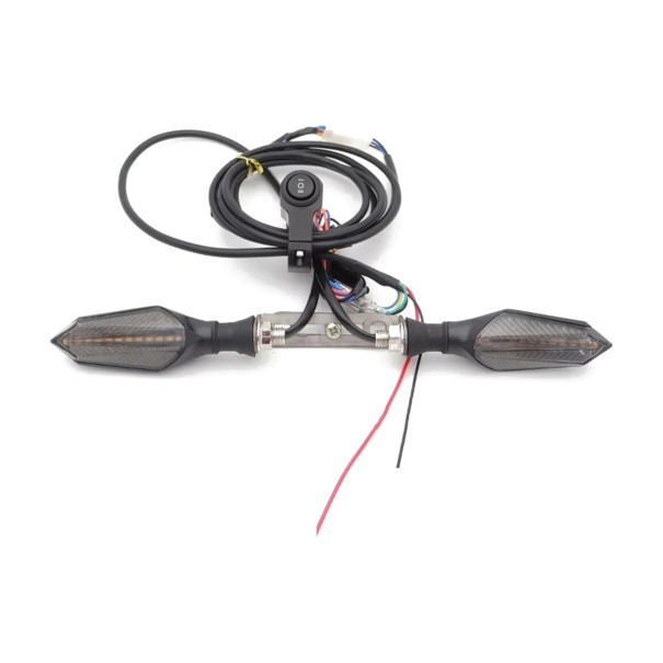 Bakre LED blinkers för elcykel 48 V och 60 V 2 st på fäste 32 mm Dynamisk blinkning Kablar med omkopplare Rökfärgad kåpa Vattentåliga IPX5 1