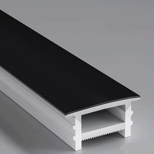 Bred silikon LED-profil 15 x 10 mm Svart kant 19 mm Längd 1 m Flexibel Diffusor Infälld montering i spår För LED-remsa Utan remsa 1