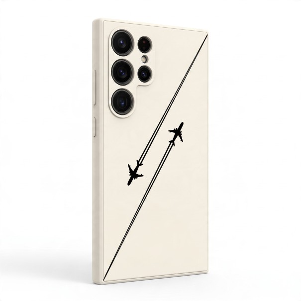 Skydd för Samsung Galaxy S24 FE med motiv av flygplan som flyger mot varandra Minimalistisk design TPU-fodral Mobilskal vit