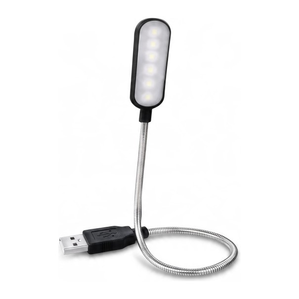 Mini USB LED-lampa med böjlig gås hals 6 LED Längd 31 cm USB-strömförsörjning 5 V Svart För bärbar dator powerbank och läsning på natten 1