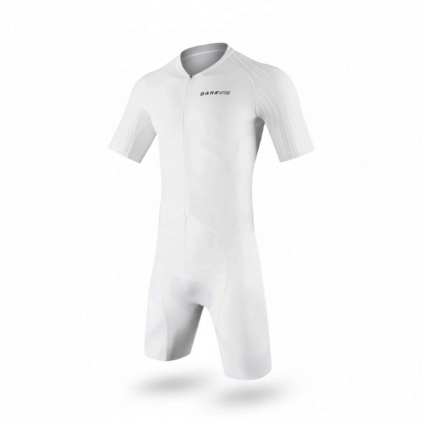 Herrcykelsats Tröja med kort ärm och shorts med vaddering Elastiskt material 80 % polyester och 20 % spandex Vit tröja och shorts S