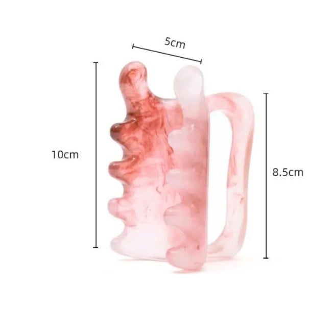 Peigne de massage gua sha avec poignée 10 x 5 cm Grattoir en résine avec double rangée de dents Pour le massage du dos, du cou et des épaules rose