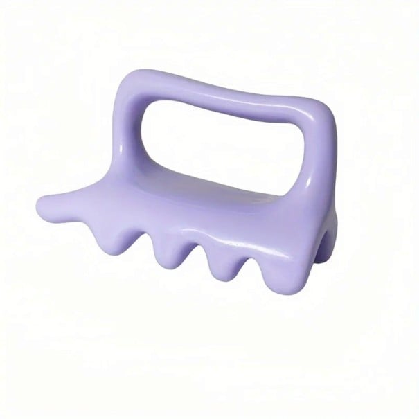 Peigne de massage gua sha à main avec poignée 9,2 x 6,5 cm Outil de massage avec deux rangées de dents arrondies Violet Pour le massage de la nuque 1