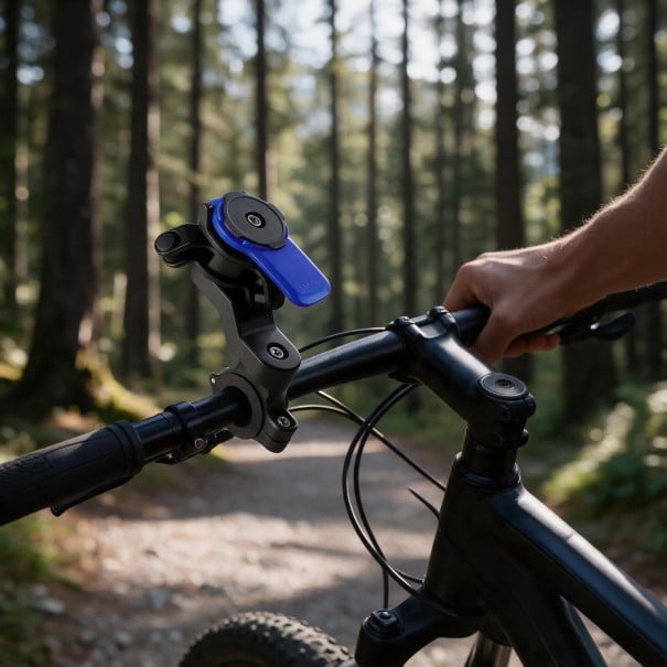 Držák telefonu na kolo a motorku s tlumičem vibrací a rychloupínacím zámkem Otočný 360° Plast ABS Na řídítka modrá