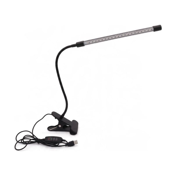 LED skrivebordslampe med klemme Fleksibelt gåsehaler 3 lysfarver 10 lysniveauer USB-strøm 5 W Lysliste 26,7 cm Sort Til læsning og arbejde 1