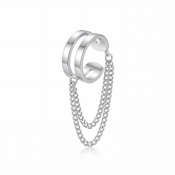 Záušnice bez propichovania 1 ks Ear cuff s dvojitým reťazcom Hladká dvojitá manžeta na chrupavku Kov Strieborná farba pre ženy 1