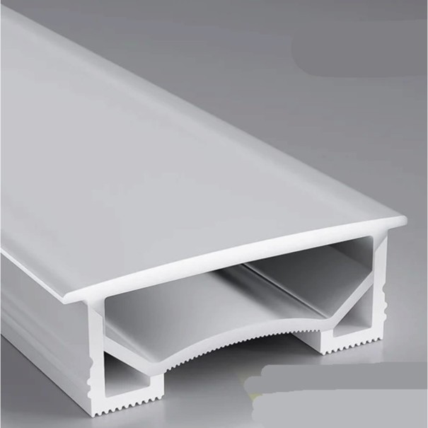 Profil LED en silicone 60 x 25 mm Bord blanc 68 mm Longueur 1 m Flexible Avec diffuseur Montage encastré dans la rainure Pour bande LED Sans bande LED 1