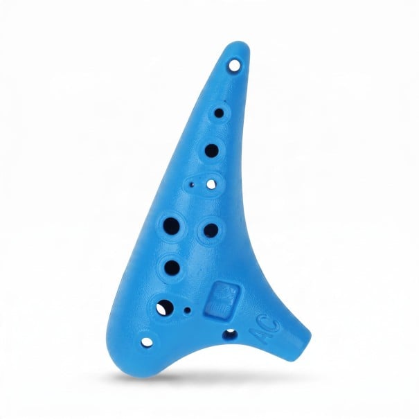 Ocarina de plástico 12 buracos Afinação Alto C 17 x 10,1 x 5,5 cm De resina plástica Leve Instrumento musical para crianças e iniciantes azul