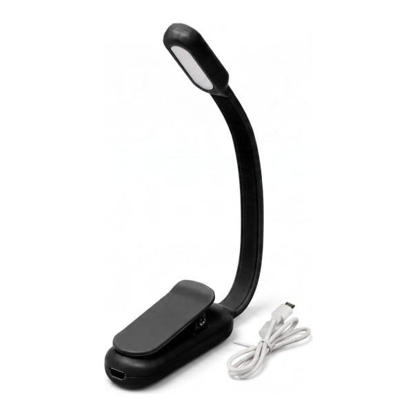 Lampe LED rechargeable pour livre avec clip Bras en silicone flexible 3 températures de lumière Dimming progressif 21,8 cm Pour la lecture noir